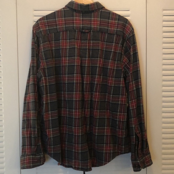 XL Eddie Bauer grey & red flannel button down - Picture 8 of 9